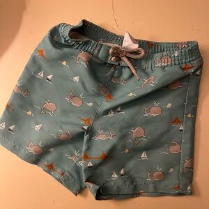 Janie and Jack Teal Whale Swim Shorts